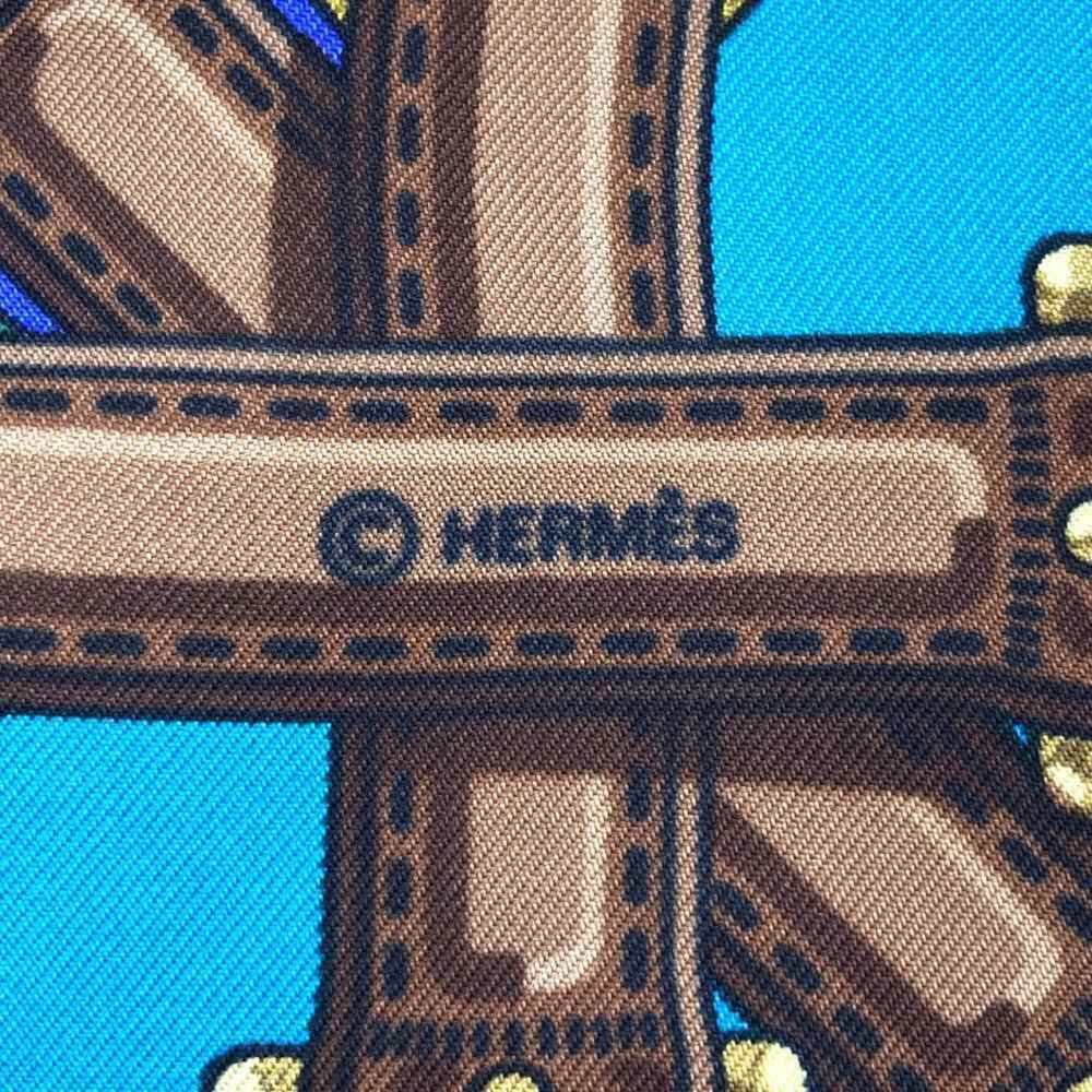 HERMES Carre 90 J METZ Les Sangles Suspender Belt Scarf Muffler Silk Navy Wom... - Picture 3 of 4